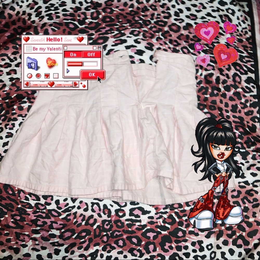 soft pink checkered skirt